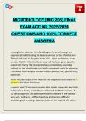 MICROBIOLOGY &lpar;MIC 205&rpar; FINAL EXAM ACTUAL 2025&sol;2026 QUESTIONS AND 100&percnt; CORRECT ANSWERS