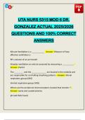 UTA NURS 5315 MOD 6 DR&period; GONZALEZ ACTUAL 2025&sol;2026 QUESTIONS AND 100&percnt; CORRECT ANSWERS