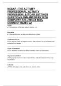 NCCAP &colon; THE ACTIVITY PROFESSIONAL&comma; ACTIVITY PROFESSION&comma; & WORK SETTINGS QUESTIONS AND ANSWERS WITH COMPLETE SOLUTIONS 100&percnt; CORRECT RATED A&plus;