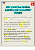 EXAMS PACK&colon;&colon;&colon; TTT1 ACTUAL 2025&sol;2026 Q&A 100&percnt; PASS