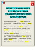 CHURCH OF GOD EXHORTERS EXAM DOCTRINE ACTUAL 2025&sol;2026 QUESTIONS AND 100&percnt; CORRECT ANSWERS