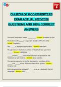 CHURCH OF GOD EXHORTERS EXAM ACTUAL 2025&sol;2026 QUESTIONS AND 100&percnt; CORRECT ANSWERS