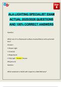 ALA LIGHTING SPECIALIST EXAM ACTUAL 2025&sol;2026 QUESTIONS AND 100&percnt; CORRECT ANSWERS