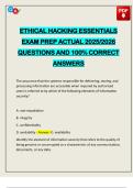 ETHICAL HACKING ESSENTIALS EXAM PREP ACTUAL 2025&sol;2026 QUESTIONS AND 100&percnt; CORRECT ANSWERS
