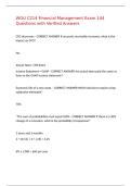 WGU C214 Financial Management Exam 144 Questions with Verified Answers&comma;100&percnt;CORRECT