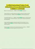Certified Instructional Trainer Exam  UPDATED ACTUAL QUESTIONS AND  CORRECT ANSWERS