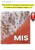 TEST BANK For Management Information Systems&comma; 11th Edition by Hossein Bidgoli&comma; Verified Chapters 1 - 14&comma; Fully Complete A&plus; Guide Newest Version