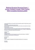 Medical-Surgical Nursing Exam 1 Jersey College &lpar;Longer Flash Cards&rpar; With Complete Solutions