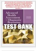 TESTBANK FOR  ADVANCED HEALTH ASSESSMENT  AND DIAGNOSTIC REASONING FOURTH EDITION BY  JACQUELINE RHOADS AND SANDRA WIGGINS  PETERSEN FULL TESTBANK ALL CHAPTERS 1-18  INCLUDED&vert;&vert; LATEST AND COMPLETE UPDATE  GRADED A&plus; 