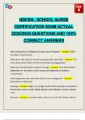 NBCSN - SCHOOL NURSE CERTIFICATION EXAM ACTUAL 2025&sol;2026 QUESTIONS AND 100&percnt; CORRECT ANSWERS