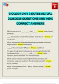 BIOLOGY UNIT 3 NOTES ACTUAL 2025&sol;2026 QUESTIONS AND 100&percnt; CORRECT ANSWERS