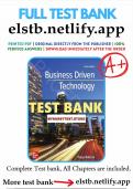 TEST BANK FOR Business Driven Technology 9th Edition by Paige Baltzan &comma; ISBN&colon; 9781260727814 &vert;Answers Completely Verified&vert; Guide A&plus;
