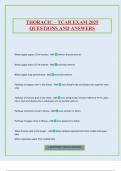 THORACIC &ndash; TCAR EXAM 2025 QUESTIONS AND ANSWERS