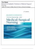 Brunner and Suddarth's Textbook of Medical-Surgical Nursing&comma; 15th Edition TEST BANK &lpar;Hinkle&comma; 2021&rpar; &vert; Verified Chapter's 1 - 73 &vert; Complete 2025