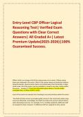 Entry-Level CBP Officer Logical Reasoning Test&vert; Verified Exam Questions with Clear Correct Answers&vert; All Graded A&plus;&vert; Latest Premium Update&lpar;2025-2026&rpar;&vert;100&percnt; Guaranteed Success&period;