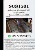 SUS1501 Assignment 4 &lpar;COMPLETE ANSWERS&rpar; Semester 2 2025 - DUE 12 September 2025