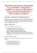 HESI RN Leadership & Management Exam 2025&sol;2026 &ndash; Delegation & Conflict Case Scenarios Questions & Answers in Full with Rationales &vert; 100&percnt; Verified &vert; Graded A&plus;