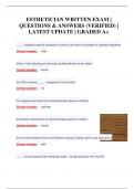 Esthetician Written Exam &vert; Verified Questions & Answers &vert; Latest 2025&sol;2026 Update &vert; Graded A&plus;