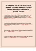C 39 Roofing Trade Test Actual Test 2026 &vert; Complete Questions and Correct Answers &lpar;Verified Answers&rpar; &vert; Just Released &vert; Newest Version