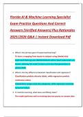 Florida AI & Machine Learning Specialist  Exam Practice Questions And Correct  Answers &lpar;Verified Answers&rpar; Plus Rationales  2025&vert;2026 Q&A &vert; Instant Download Pdf 