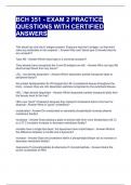 BCH 351 - EXAM 2 PRACTICE QUESTIONS WITH CERTIFIED ANSWERS 
