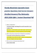Florida Blockchain Specialist Exam  practice Questions And Correct Answers  &lpar;Verified Answers&rpar; Plus Rationales  2025&vert;2026 Q&A &vert; Instant Download Pdf 