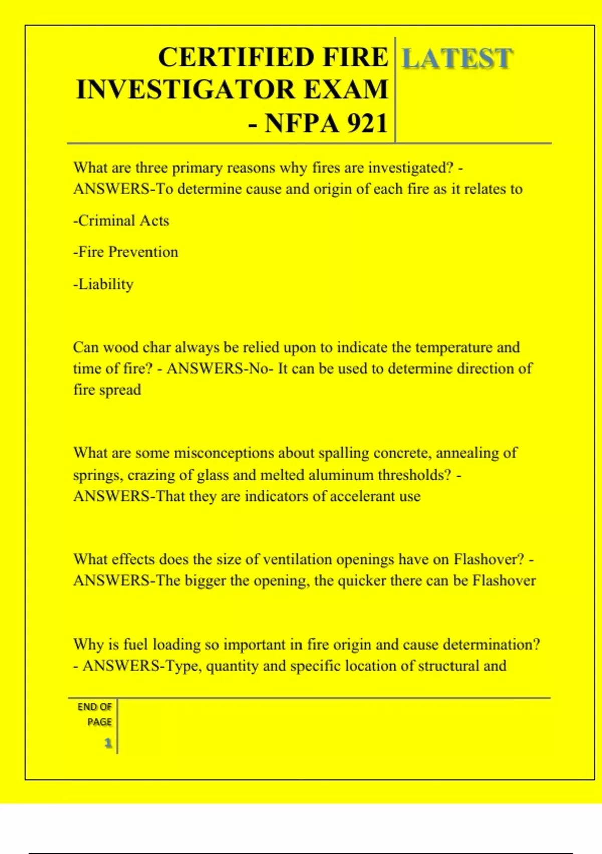 CERTIFIED FIRE INVESTIGATOR EXAM - NFPA 921 QUESTIONS AND ANSWERS 2025 ...