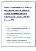 Florida Commercial Property Insurance  Practice Exam Questions And Correct  Answers &lpar;Verified Answers&rpar; Plus  Rationales 2025&vert;2026 Q&A &vert; Instant  Download Pdf 