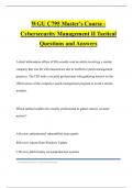 WGU C795 Master's Course - Cybersecurity Management II Tactical Questions and Answers