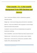 Cyber security - 3&period;1 - Cyber security management Exam 2026 Questions and Answers