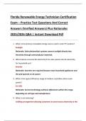 Florida Renewable Energy Technician Certification  Exam &ndash; Practice Test Questions And Correct  Answers &lpar;Verified Answers&rpar; Plus Rationales  2025&sol;2026 Q&A &vert; Instant Download Pdf