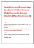 Florida Environmental Engineer Practice  Exam Questions And Correct Answers  &lpar;Verified Answers&rpar; Plus Rationales  2025&vert;2026 Q&A &vert; Instant Download Pdf 