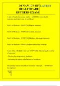 DYNAMICS OF HEALTHCARE RUTGERS EXAM QUESTIONS AND ANSWERS 2025