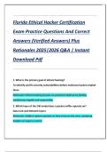 Florida Ethical Hacker Certification  Exam Practice Questions And Correct  Answers &lpar;Verified Answers&rpar; Plus  Rationales 2025&vert;2026 Q&A &vert; Instant  Download Pdf