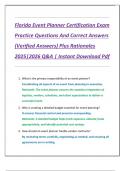 Florida Event Planner Certification Exam  Practice Questions And Correct Answers  &lpar;Verified Answers&rpar; Plus Rationales  2025&vert;2026 Q&A &vert; Instant Download Pdf