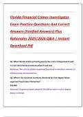 Florida Financial Crimes Investigator  Exam Practice Questions And Correct  Answers &lpar;Verified Answers&rpar; Plus  Rationales 2025&vert;2026 Q&A &vert; Instant  Download Pdf 