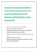 Florida Fire Investigator Certification  Exam Practice Questions And Correct  Answers &lpar;Verified Answers&rpar; Plus  Rationales 2025&vert;2026 Q&A &vert; Instant  Download Pdf