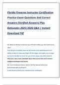 Florida Firearms Instructor Certification  Practice Exam Questions And Correct  Answers &lpar;Verified Answers&rpar; Plus  Rationales 2025&vert;2026 Q&A &vert; Instant  Download Pdf