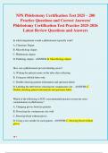 NPS Phlebotomy Certification Test 2025 &ndash; 200  Practice Questions and Correct Answers&sol;  Phlebotomy Certification Test Practice 2025-2026  Latest Review Questions and Answers