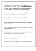 Traffic School Final Exam EXAM SET COMPLETE &lpar;questions and verified answers&rpar; FREQUENTLY MOST TESTED QUESTIONS &vert;2025 LATEST&vert; already passed&excl;&excl;