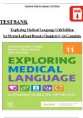 TEST BANK Exploring Medical Language 11th Edition by Myrna LaFleur Brooks Chapters 1 - 16 Complete