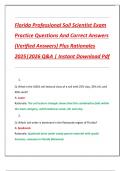 Florida Professional Soil Scientist Exam  Practice Questions And Correct Answers  &lpar;Verified Answers&rpar; Plus Rationales  2025&vert;2026 Q&A &vert; Instant Download Pdf 