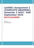 LJU4801 Assignment 2 &lpar;COMPLETE ANSWERS&rpar; Semester 2 2025 - DUE September 2025