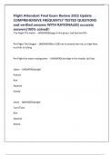 Flight Attendant Final Exam Review 2025 Update COMPREHENSIVE FREQUENTLY TESTED QUESTIONS and verified answers WITH RATIONALES&vert; accurate answers&vert;100&percnt; solved&excl;&excl;