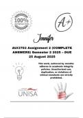  AUI3703 Assignment 2 &lpar;COMPLETE ANSWERS&rpar; Semester 2 2025 &ndash; DUE 25 August 2025&semi; 100&percnt; correct solutions and explanations&period;