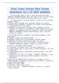 Gold Coast School Real Estate  Questions Ch&period;1-19 2025 Updated 