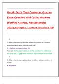 Florida Septic Tank Contractor Practice  Exam Questions And Correct Answers  &lpar;Verified Answers&rpar; Plus Rationales  2025&vert;2026 Q&A &vert; Instant Download Pdf 