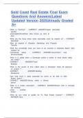Gold Coast Real Estate Final Exam  Questions And Answers&vert;Latest Updated Version 2025&vert;Already Graded A&plus;   