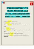 MASSACHUSETTS LIFE AND HEALTH INSURANCE EXAM ACTUAL 2025&sol;2026 QUESTIONS AND 100&percnt; CORRECT ANSWERS