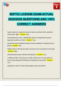 SEPTIC LICENSE EXAM ACTUAL 2025&sol;2026 QUESTIONS AND 100&percnt; CORRECT ANSWERS